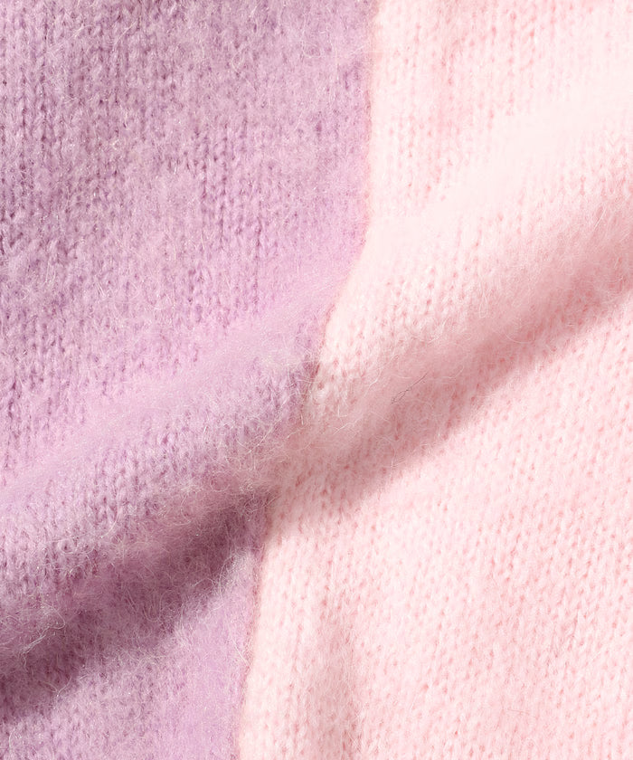 Alpaca Blend Bicolor Knit Cardigan