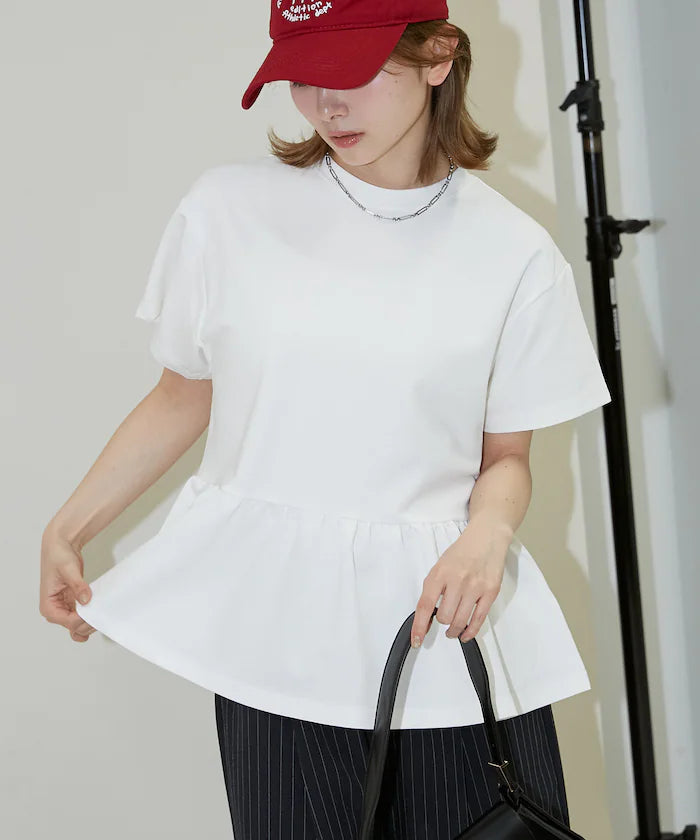 <Contact Cooling> Cool Ponchi Peplum T-Shirt Limited Edition - Off White
