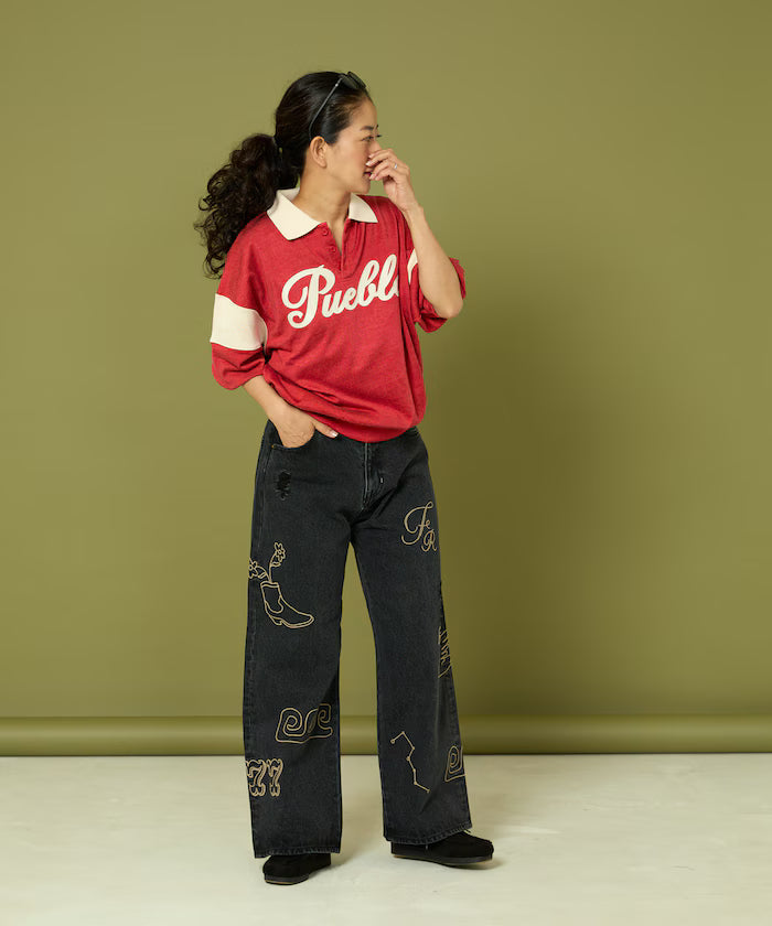 Chain Stitch Wide Denim