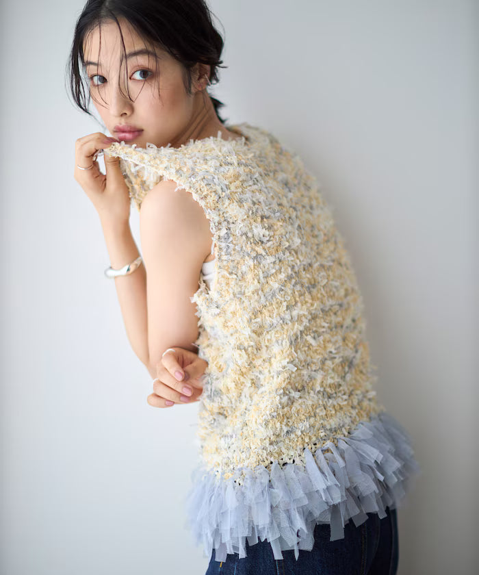 2WAY Fringe Hem Knit Vest