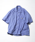 Magazine Pocket Chain Stitch Open Collar Shirt - Sax Blue