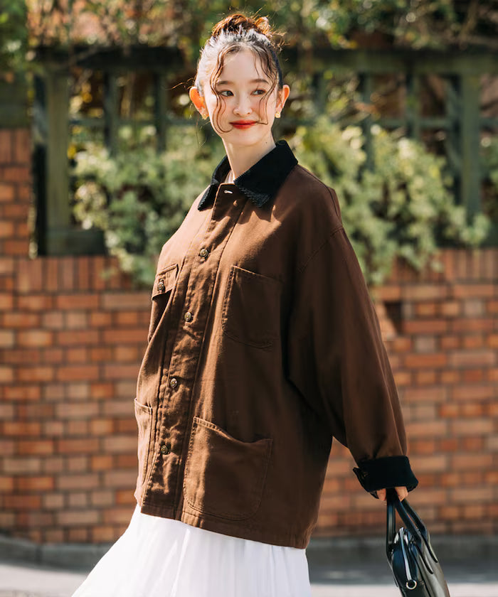 Big Silhouette Corduroy Switch Duck Coverall Jacket [Limited Edition] - Brown