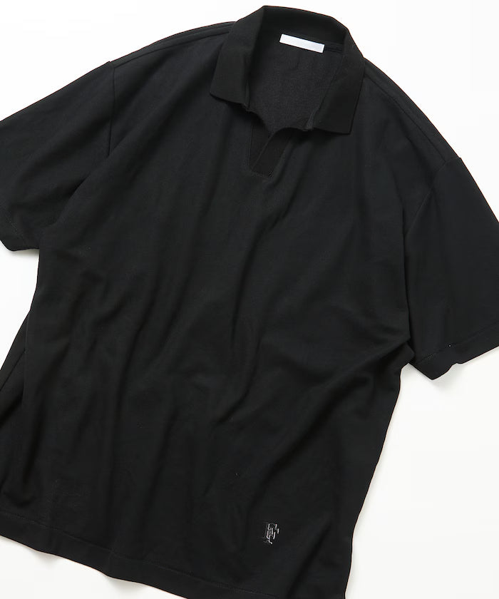 One Point Embroidered Pique Skipper Polo Shirt