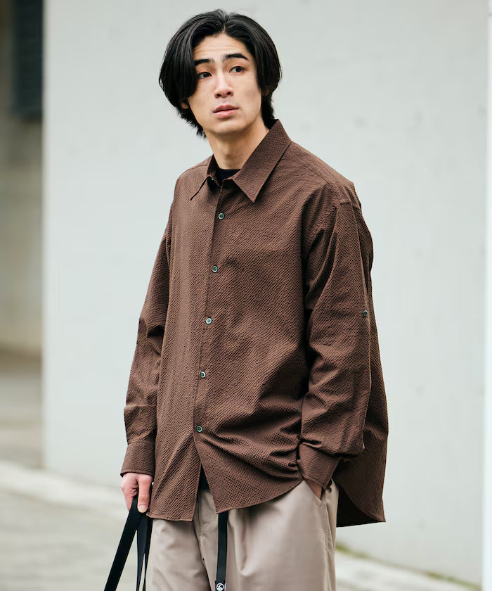 AiRide/Air Ride Relax Fit 2WAY Roll Up Sheer Seersucker Shirt/Pocketable/Quick Dry/UV Cut [Limited Release]