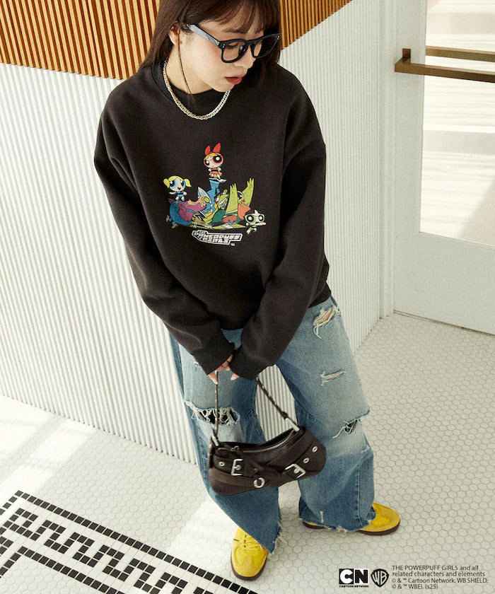 The Powerpuff Girls Front Art Crew Neck Sweatshirt Limited Edition
