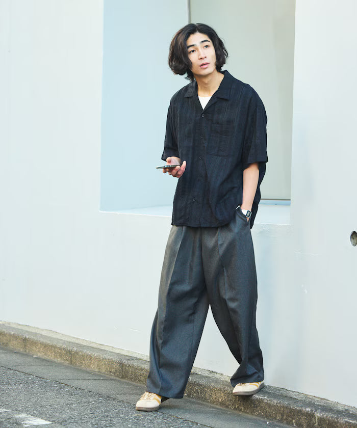 Relaxed Fit Allover Jacquard Open Collar Shirt [Limited Edition]