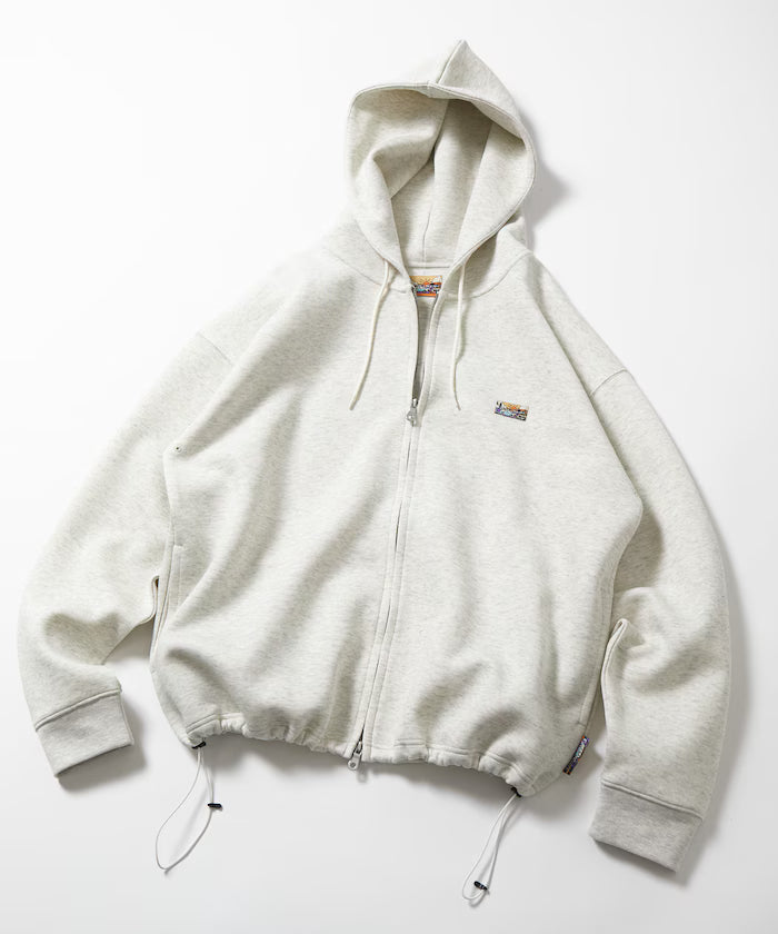 Big Silhouette Spindle Cardboard One Point Logo Sweat Zip-Up Hoodie - Light Gray