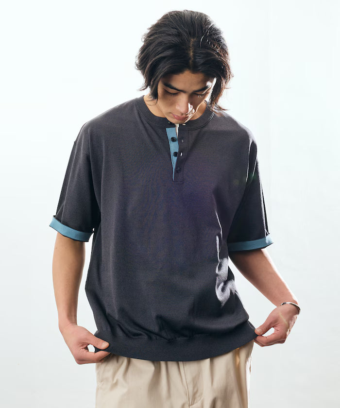 Relax Fit Relax Fit Cool Touch Color Block Henry Neck Pullover 【Limited Edition】