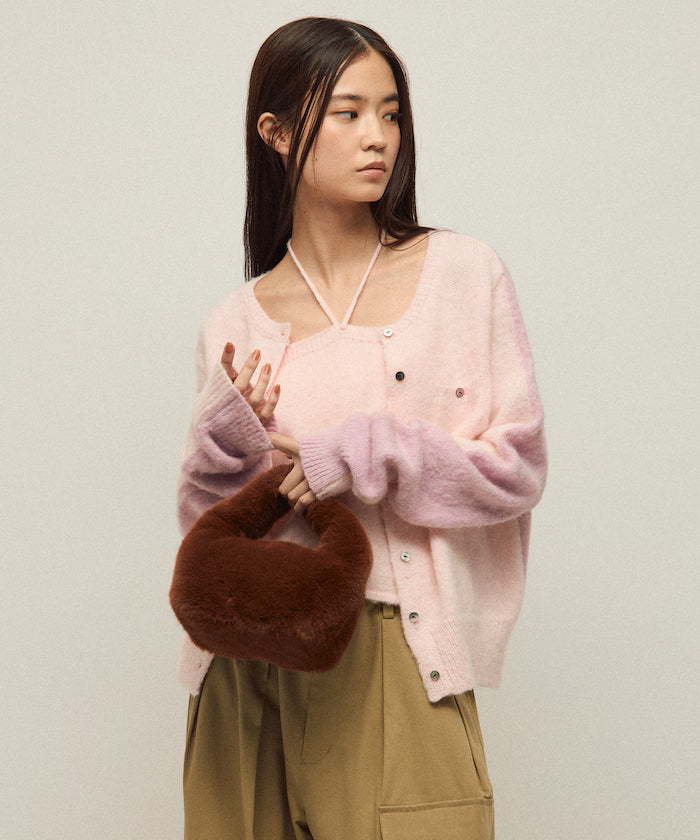 Alpaca Blend Bicolor Knit Cardigan