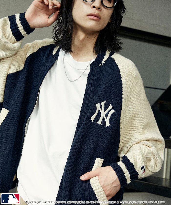 Custom ZIP KNIT CARDIGAN - Navy