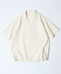 Seersucker Spindle Open Collar Short Sleeve Shirt - White