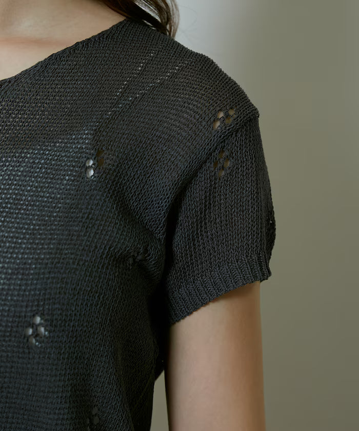 Linen Touch Eyelet Knit Cardigan Limited Edition