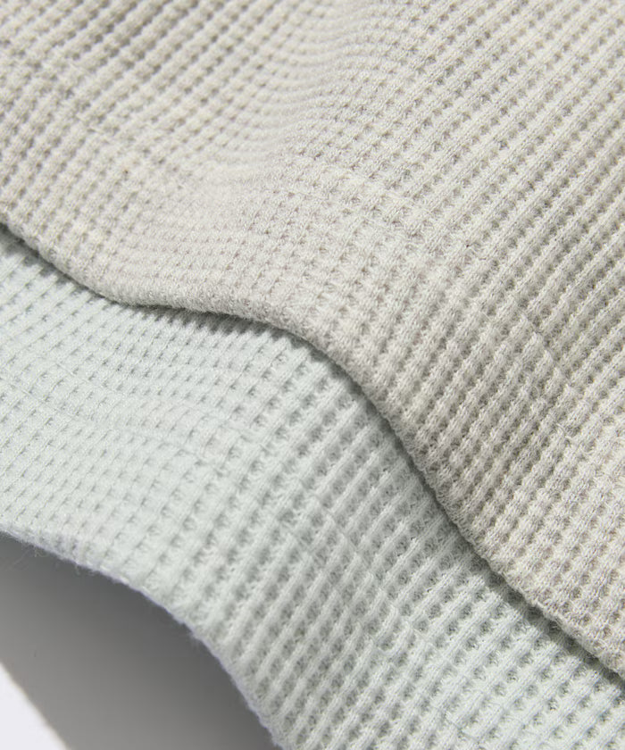 Waffle Fake Layered Henry Neck T-Shirt