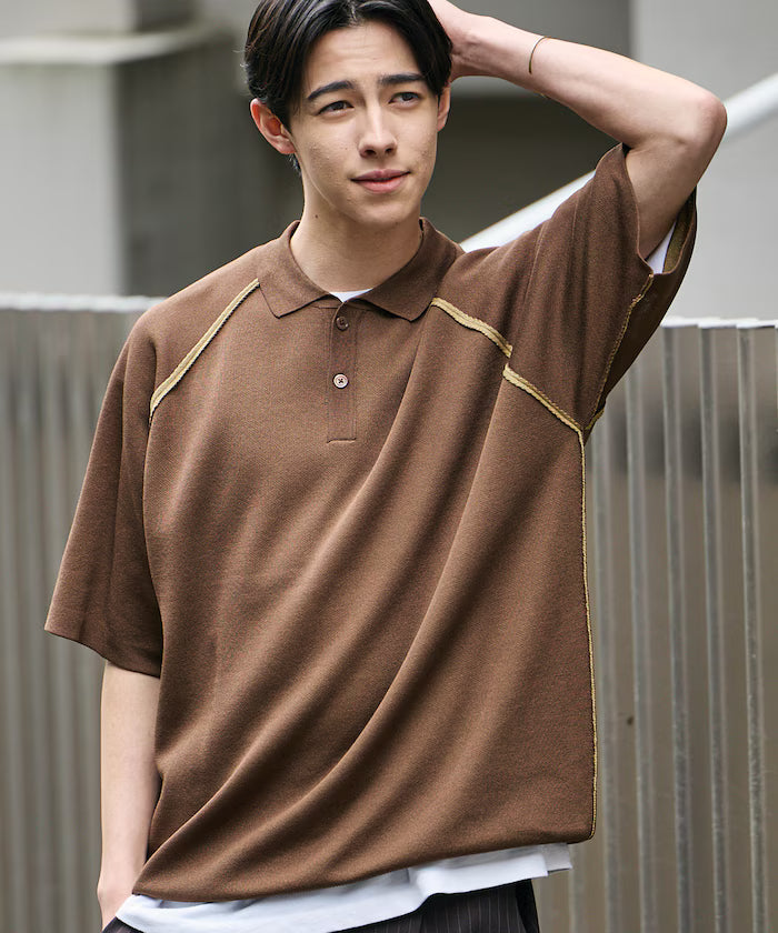 COOL TOUCH Double Face Color Polo Neck Knit Pullover Contact Cooling