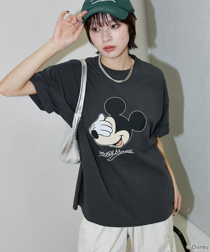 <Functional Material>Mickey Mouse Face T-Shirt Limited Edition