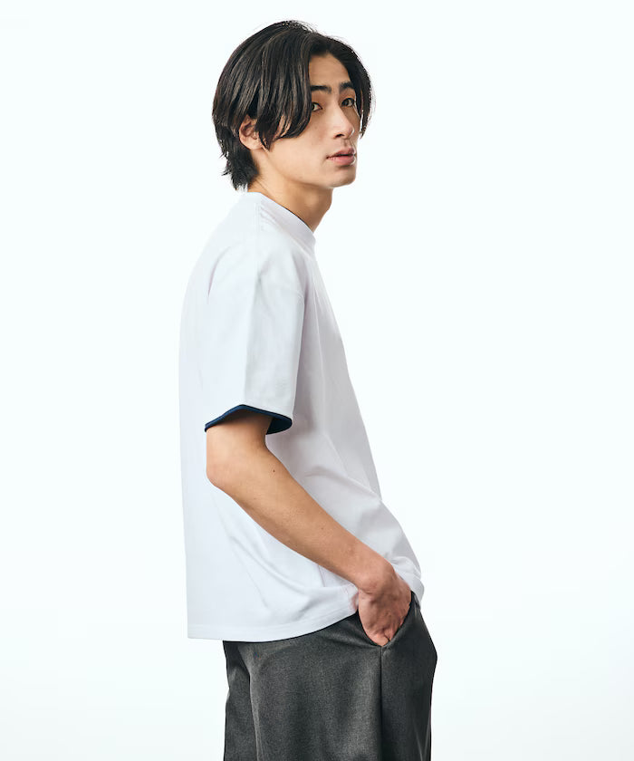 Limited Edition Relaxed Fit Color Block Fake Layered Crew Neck T-Shirt