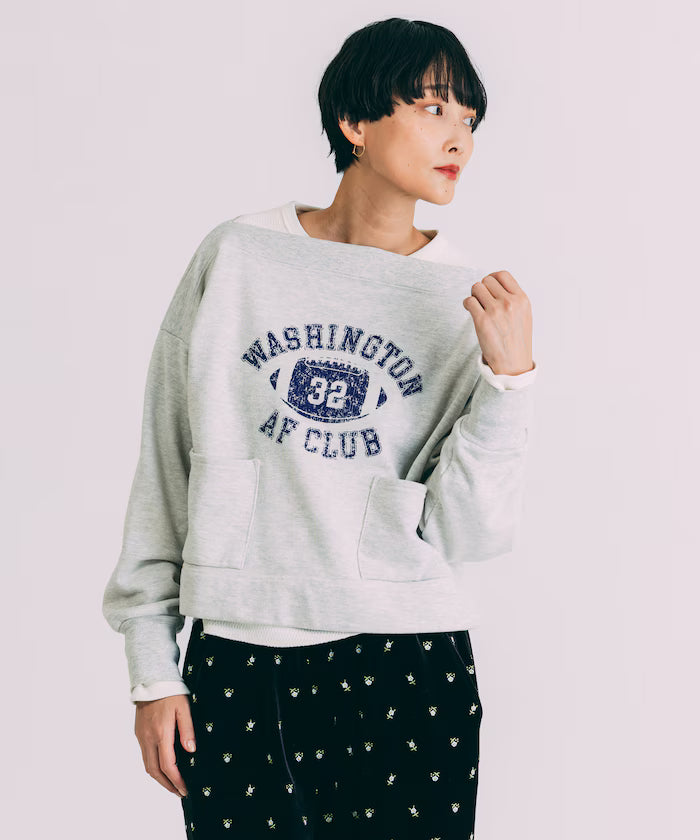 Boat Neck Short Sweatshirt