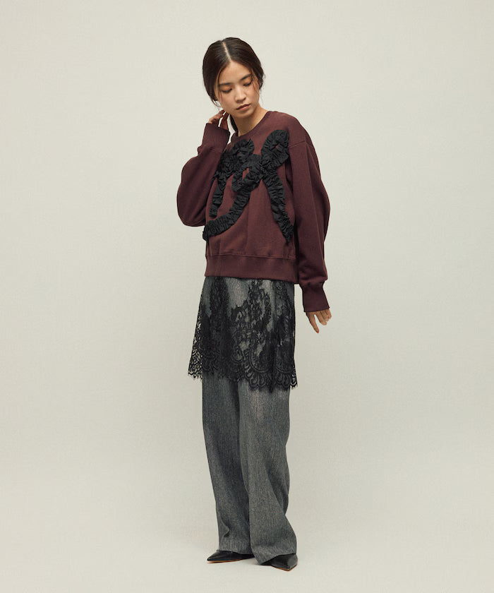 Organic Cotton Gather Ribbon Sweat / Relaxed Fit / French Terry Sweat