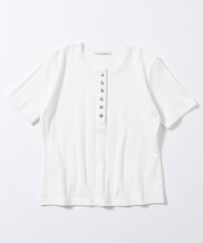 Henry Neck Knitted Lace T-Shirt