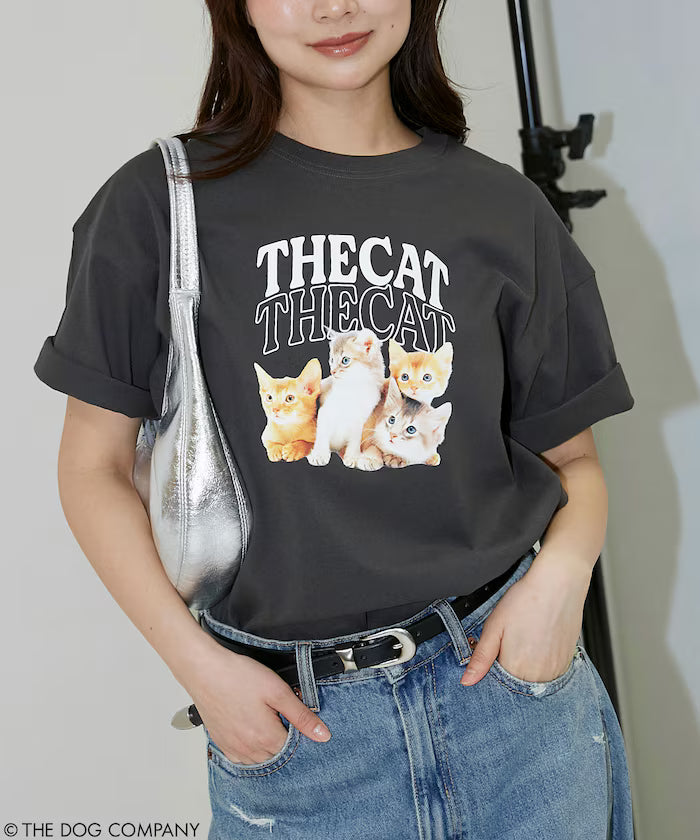 THE DOG / THE CAT Collegiate Style T-Shirt Limited Edition - Charcoal Gray