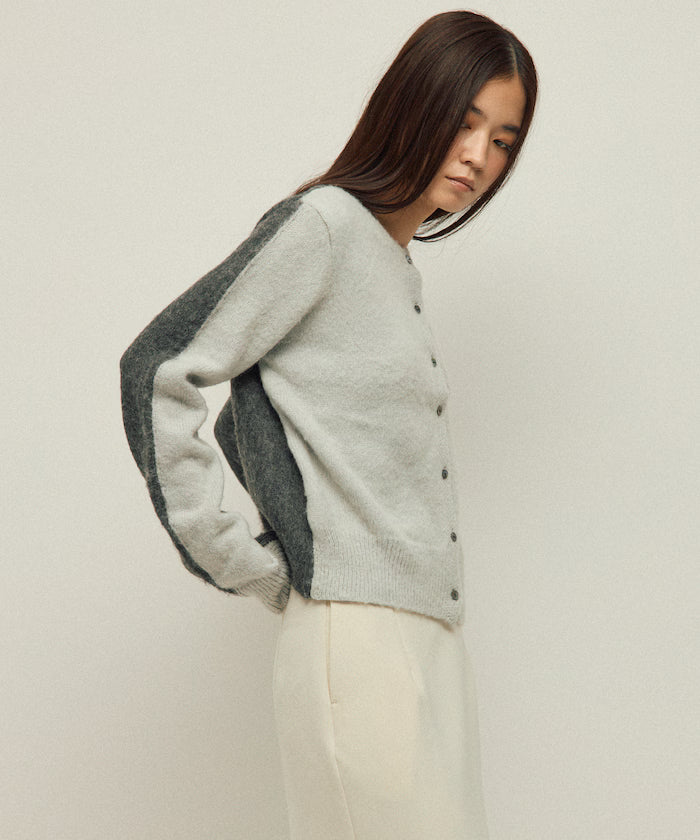 Alpaca Blend Bicolor Knit Cardigan