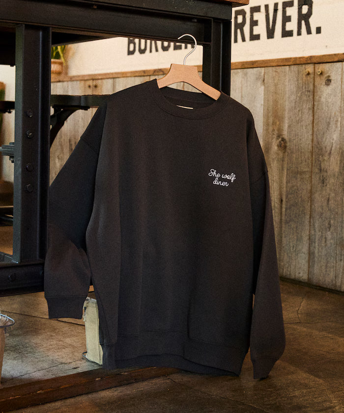 SHE WOLF DINER×FREAK'S STORE/She Wolf Diner Exclusive Big Silhouette Back Embroidered Crewneck Sweatshirt/WOLF [Limited Edition]