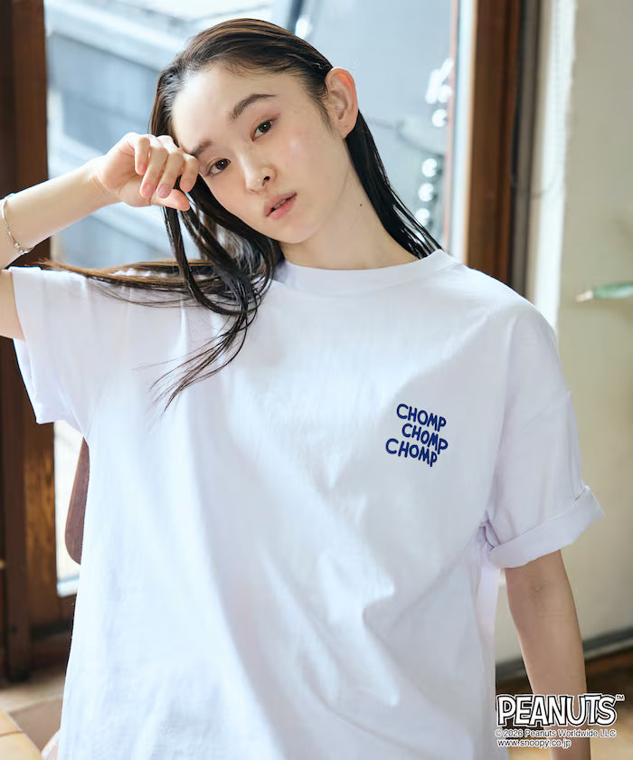 PEANUTS/Peanuts Limited Edition Big Silhouette Back Print Crew Neck T-Shirt/CHOMP 【Limited Edition】