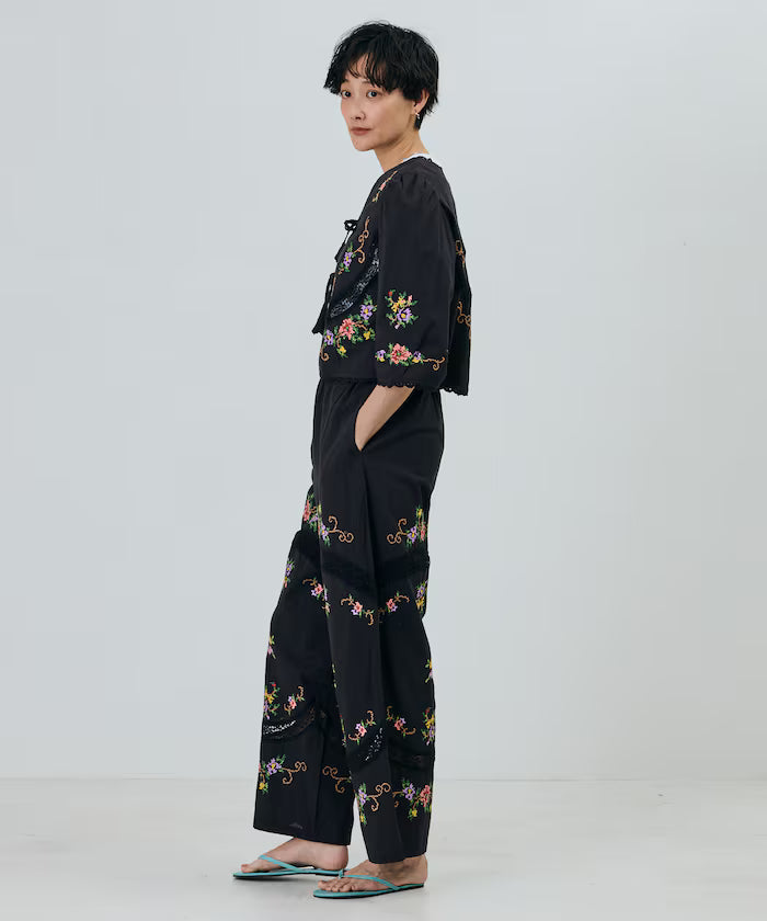 India Flower Cross Embroidery Lace Bolero