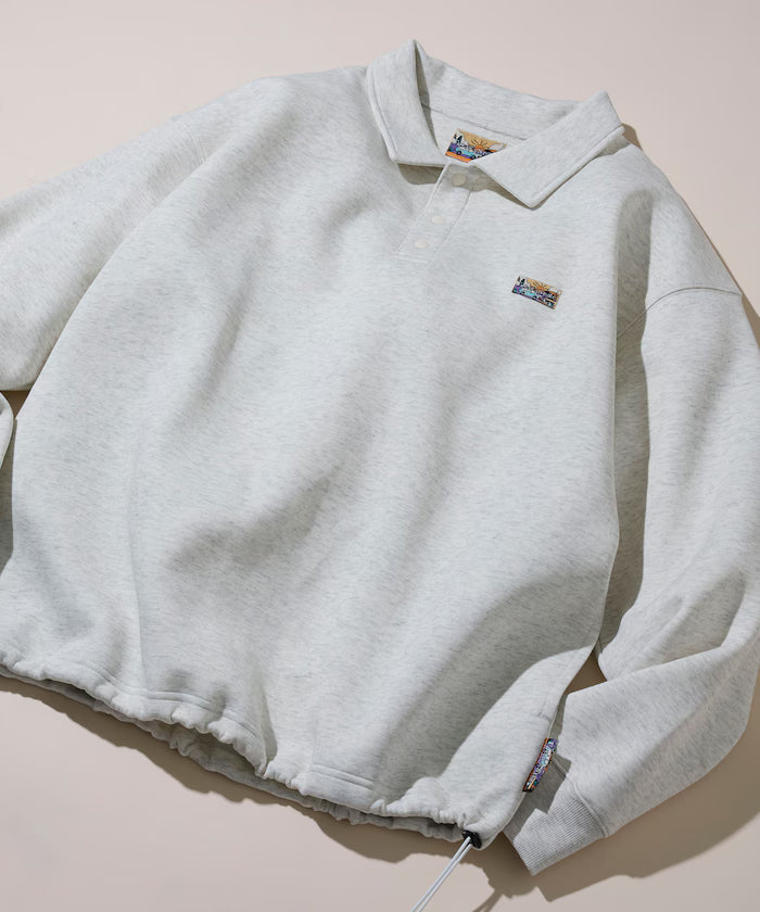 Big Silhouette Spindle Cardboard One Point Logo Polo Color Sweat - Light Gray