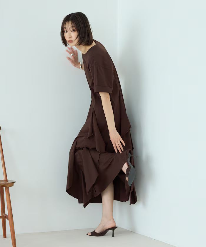Organic Cotton Draped Flare Dress