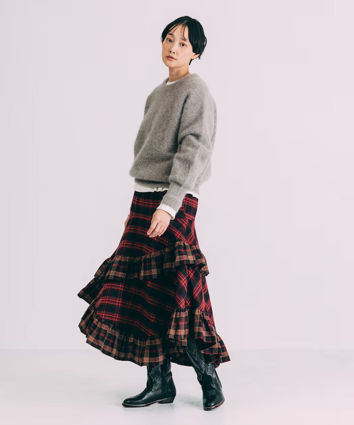 Nell Check Asymmetrical Frill Skirt