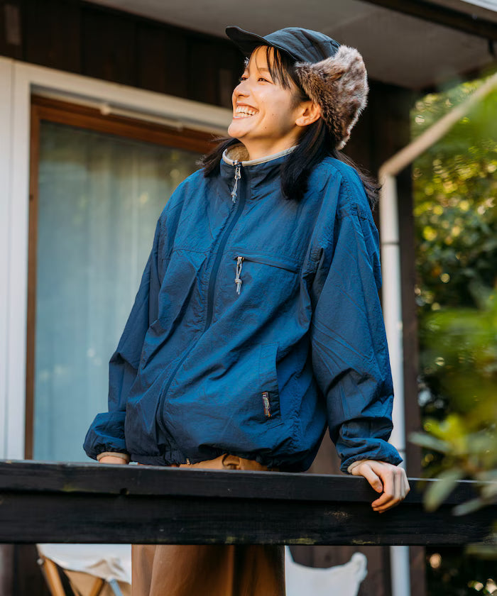 Relaxed Fit One Point Logo Reversible Nylon Fleece Jacket