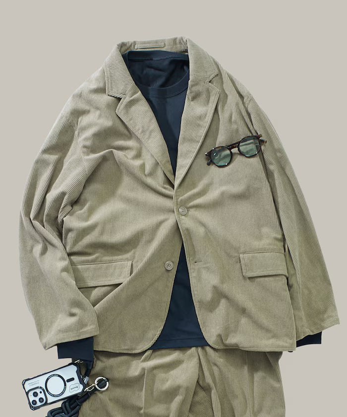 Relax Fit Corduroy Setup / Tailored Jacket / Wide Pants 【Limited Edition】