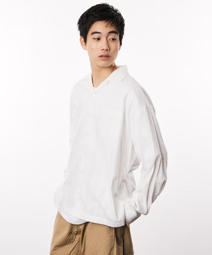 Dobby Woven Long Sleeve Open Collar Shirt / Big Silhouette