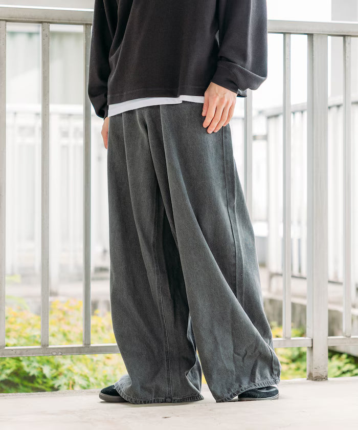 Wide Flare Silhouette Denim Pants [Limited Edition] - Gray