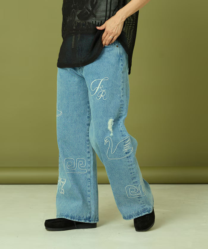 Chain Stitch Wide Denim