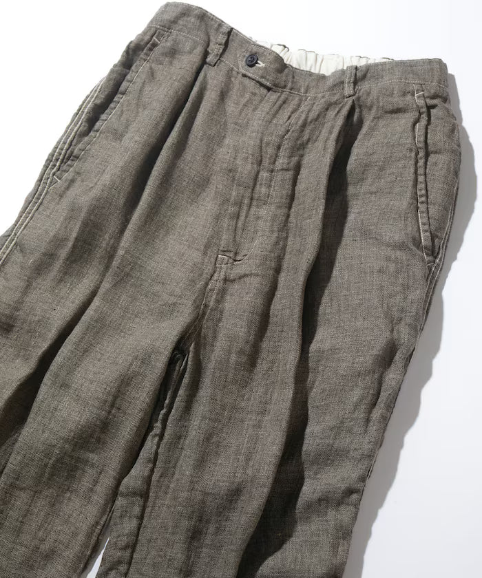 French Linen Tweed 1 Tuck Trousers