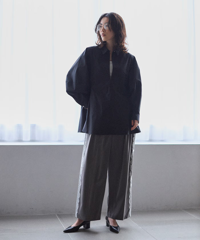 Flare Silhouette Skipper Balloon Sleeve Shirt
