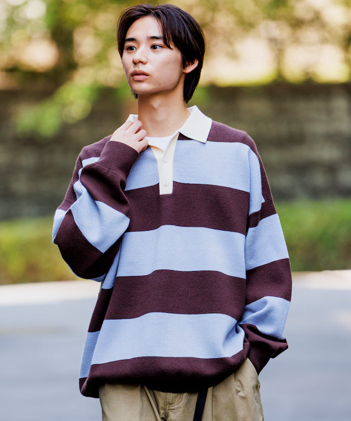 Big Silhouette Border Knit Rugby Shirt [Limited Edition]