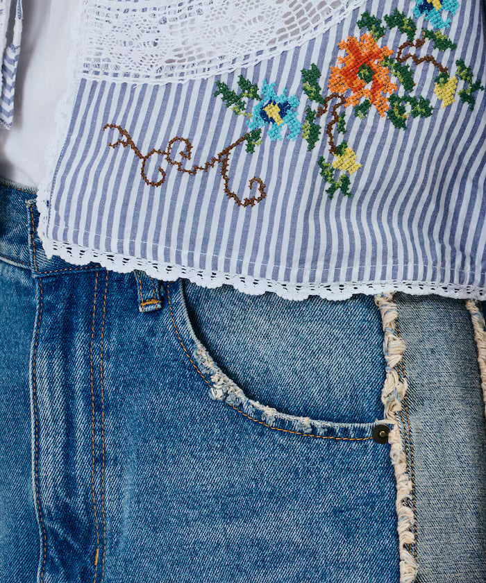 India Flower Cross Embroidery Lace Bolero