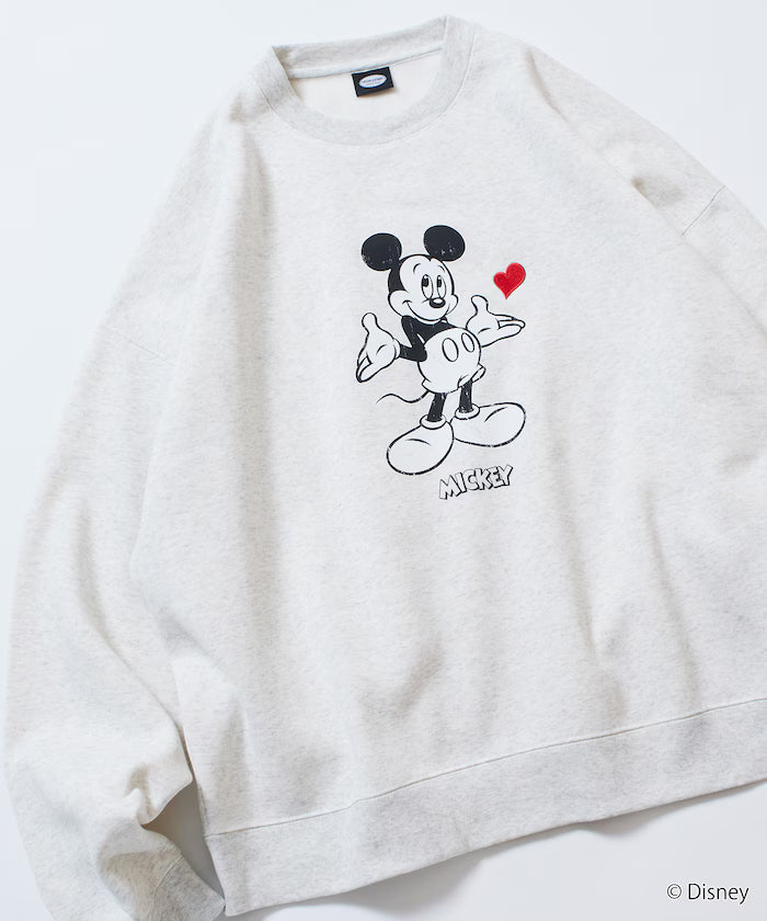 DISNEY/Mickey Mouse/Custom Crew Neck Printed Sweatshirt/Heart [Limited Edition]