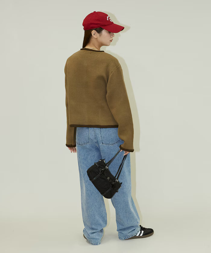 No Collar Jacket Style Knit Cardigan Limited Edition