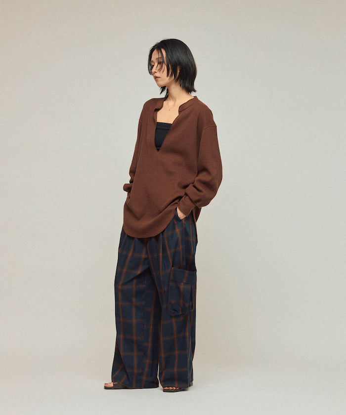 Ombre Check Easy Pants / Patch Pocket Wide Easy Pants
