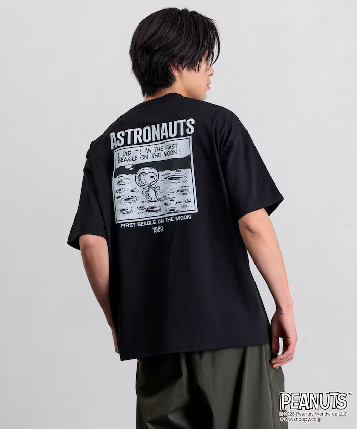PEANUTS/Peanuts Exclusive Big Silhouette Back Print Crew Neck T-Shirt/ASTRONAUTS 【Limited Edition】 - Black