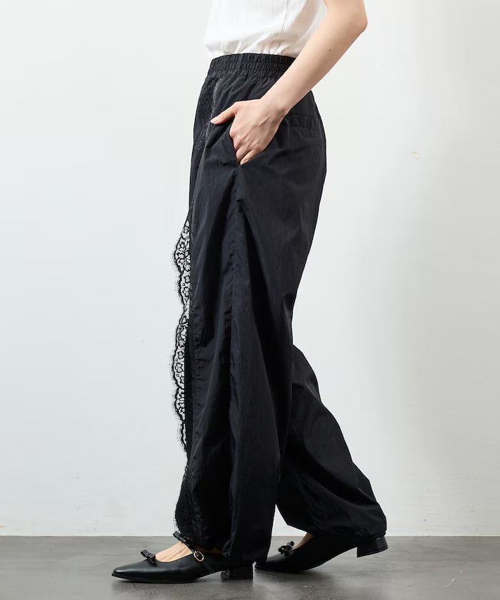 Nylon Lace Easy Wide Pants