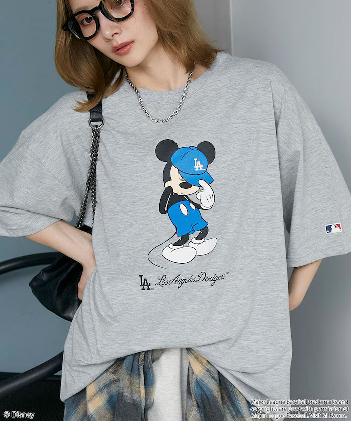 MLB/MICKEY MOUSE/Exclusive Print T-Shirt Limited Release - GRAY/LA