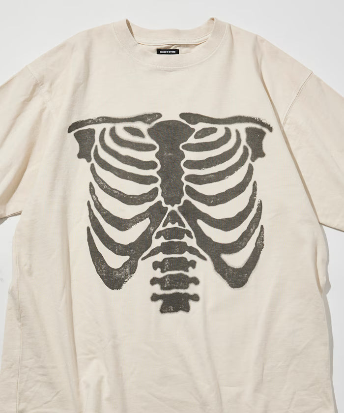 Bone Print Powder Bleach Crew Neck T-Shirt