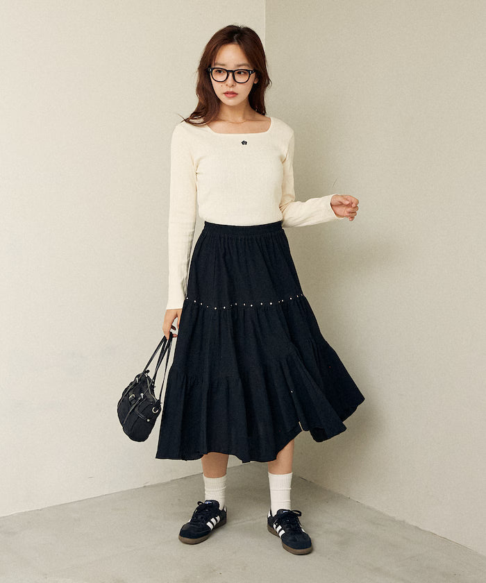 Studded Asymmetrical Tiered Skirt Limited Edition