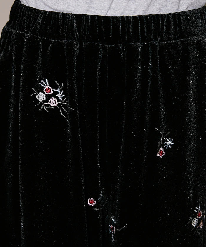 Flower Embroidery Velvet Easy Pants Limited Edition