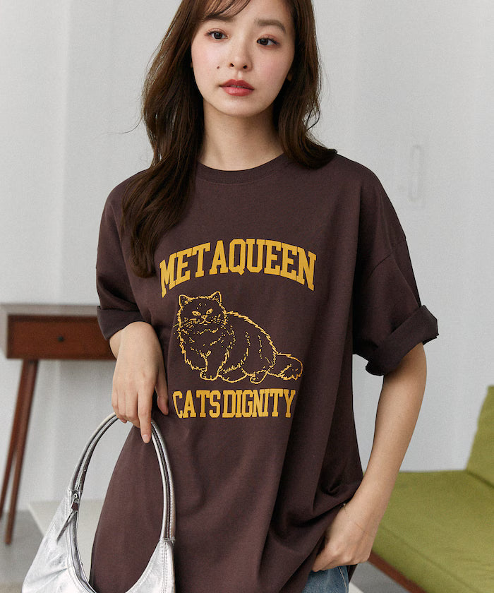 <Functional Material> METAQUEEN Cat Print T-Shirt Limited Edition